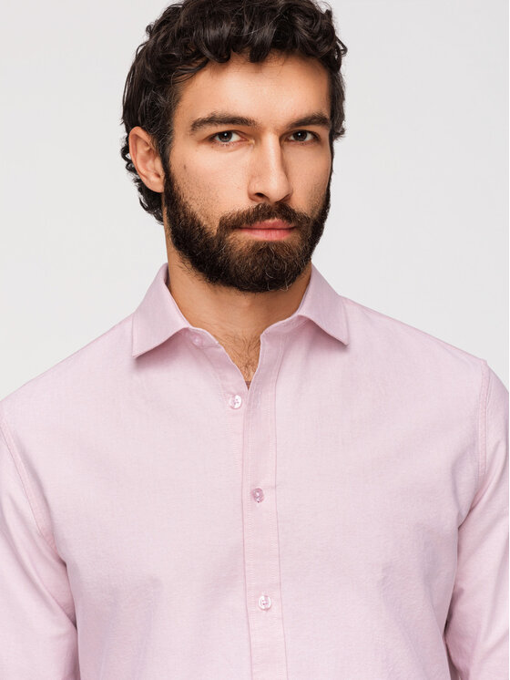 Ombre Ombre Koszula K705 Różowy jasny Regular Fit