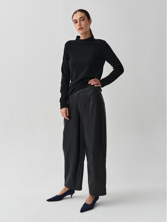 TATUUM TATUUM Kalhoty z materiálu STRENE Černá Loose Leg