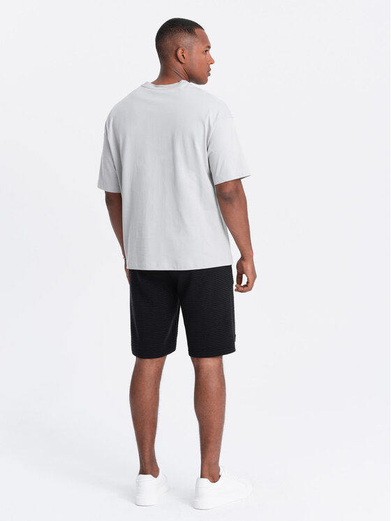 Ombre Ombre Šortky z materiálu OM-SRSK-0150 Černá Regular Fit