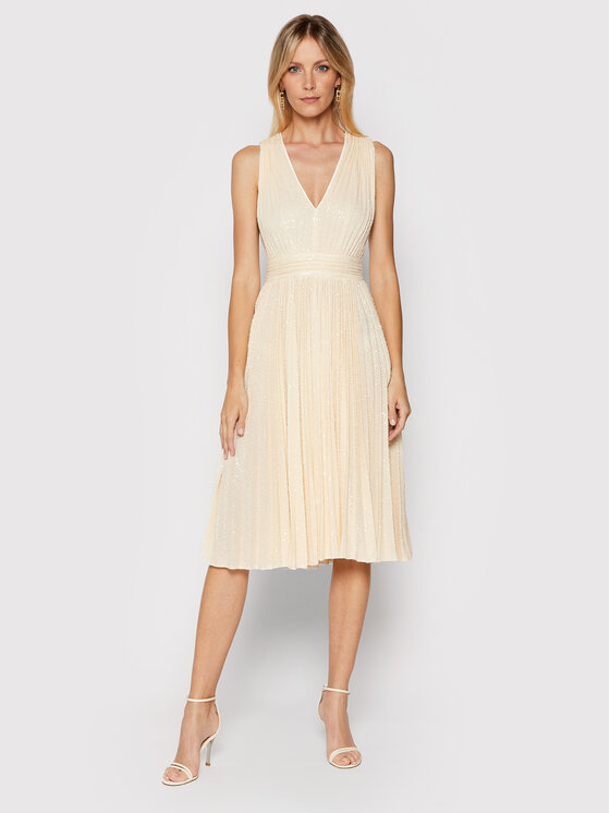 Elisabetta Franchi Abito da cocktail AB-004-16E2-V690 Beige Regular Fit •  Modivo.it