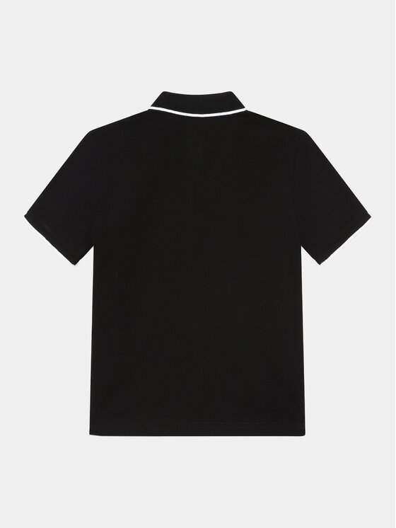 BOSS Boss Тениска с яка и копчета J25P26 D Черен Regular Fit