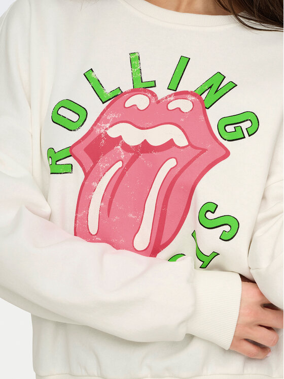 ONLY ONLY Bluza Rolling Stones 15345927 Biały Regular Fit