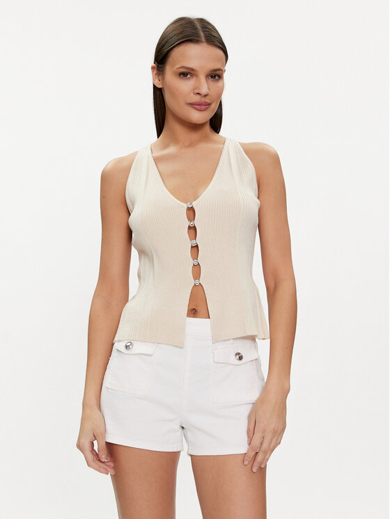 Guess Guess Τοπ W4GR34 Z2YK2 Μπεζ Regular Fit