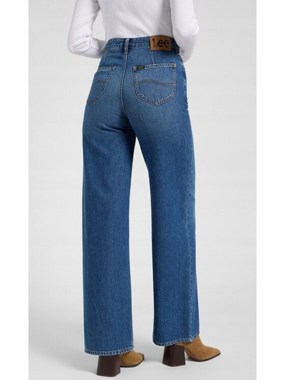 Lee Lee Jeansy 112370893 Niebieski Wide Leg