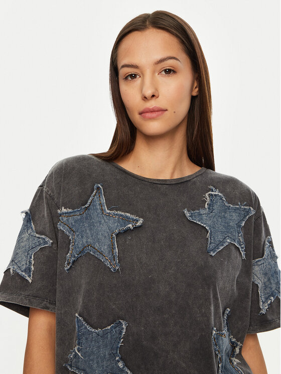 One Teaspoon One Teaspoon T-Shirt Denim Star 26858 Γκρι Relaxed Fit