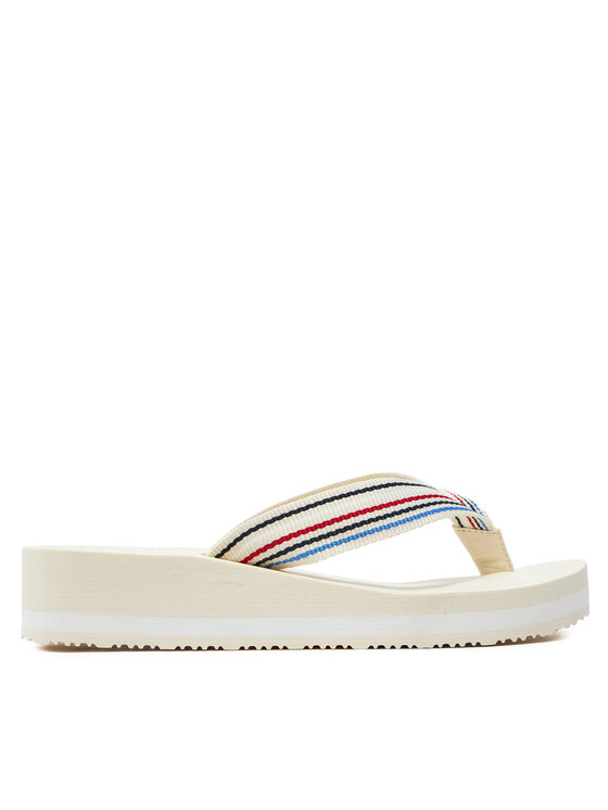 Tommy Hilfiger Tommy Hilfiger Japonke Wedge Stripes Beach Sandal FW0FW07858 Bež