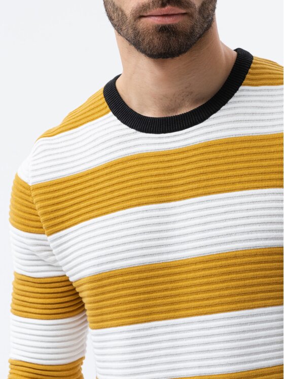Ombre Ombre Sweter E189 Złoty Regular Fit