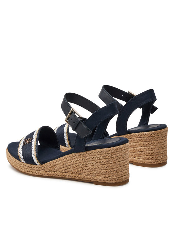 Tommy Hilfiger Tommy Hilfiger Espadrilky Webbing Wedge Sandal FW0FW08044 Tmavomodrá