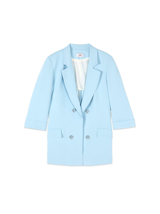 Oltre Oltre Marynarka Q811R004609N004 Turkusowy Regular Fit