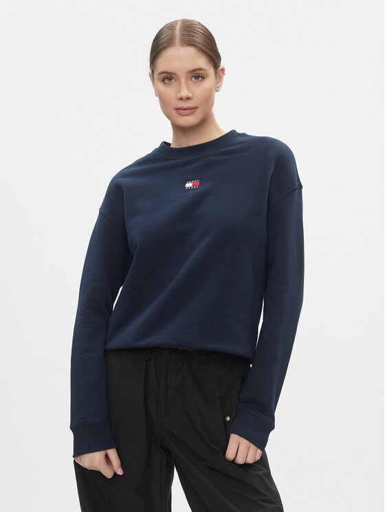 Tommy Jeans Bluza Badge DW0DW17325 Granatowy Boxy Fit