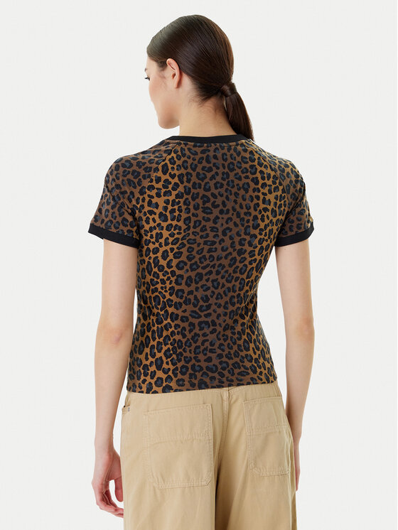 adidas adidas Majica Leopard Cali JW7304 Rjava Slim Fit