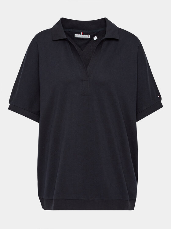 Тениска с яка и копчета Tommy Hilfiger Curve