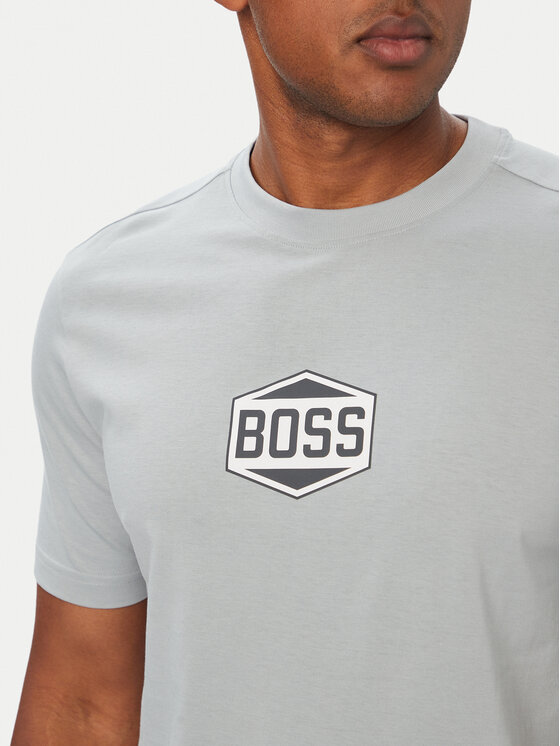 BOSS BOSS T-Shirt Logo Tape2 50574200 Szary Regular Fit