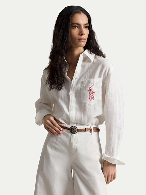 Polo Ralph Lauren Koszula 211A12786003 Biały Oversize