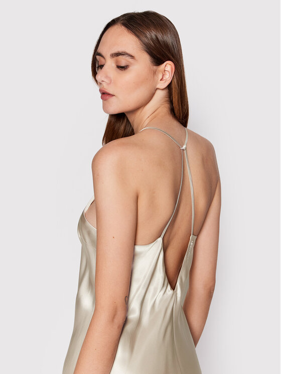 Calvin Klein Calvin Klein Každodenné šaty Liquid Shine Cami K20K203839 Béžová Slim Fit