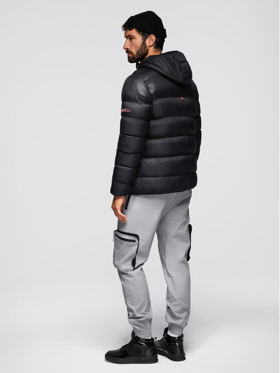 Ombre Ombre Kurtka przejściowa OM-JAHP-0303 Czarny Regular Fit