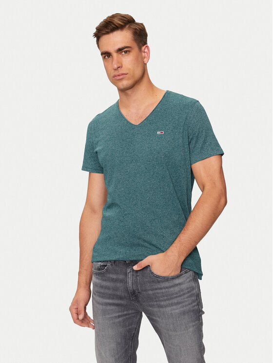 Tommy Jeans T-krekls Jaspe DM0DM09587 Zaļš Slim Fit