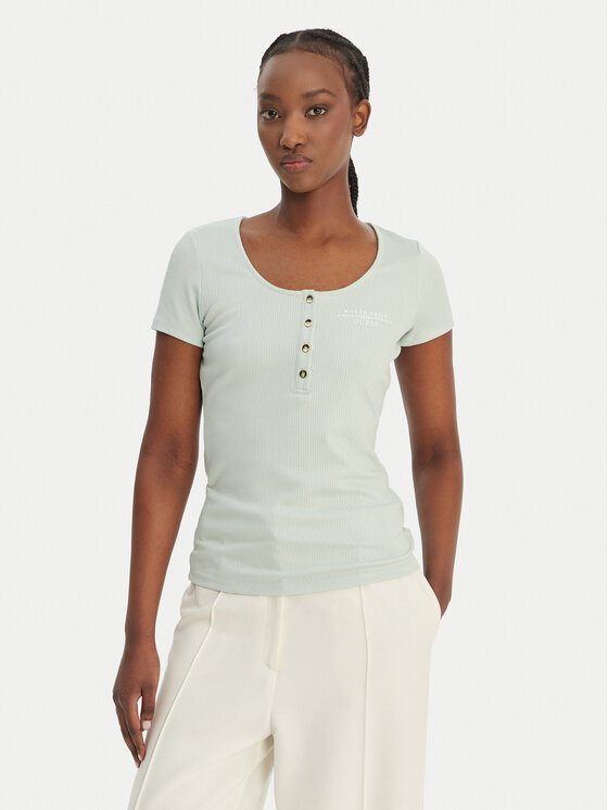 Guess Guess Póló GUESS x NORTH SAILS W6GP01 K2658 Zöld Regular Fit