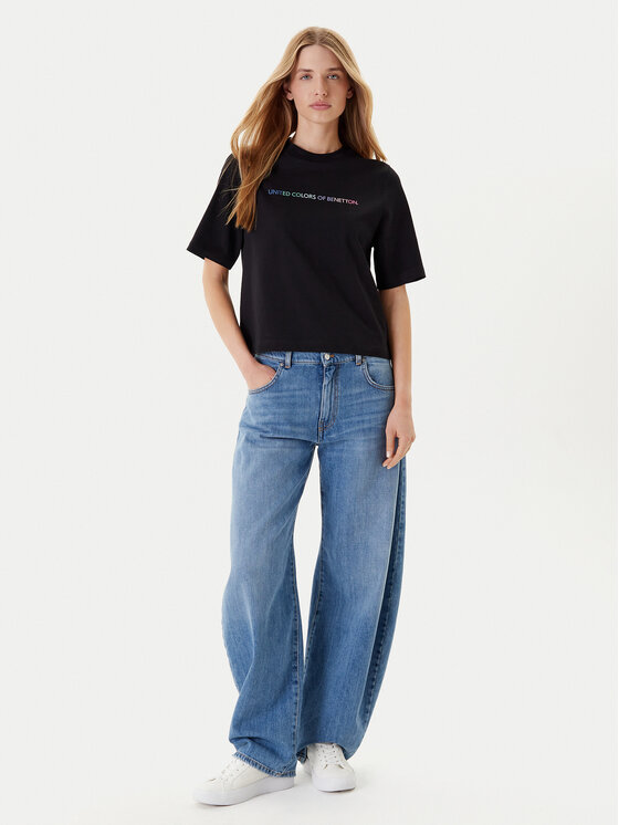 United Colors Of Benetton United Colors Of Benetton Tricou 3BL0D109D Negru Relaxed Fit