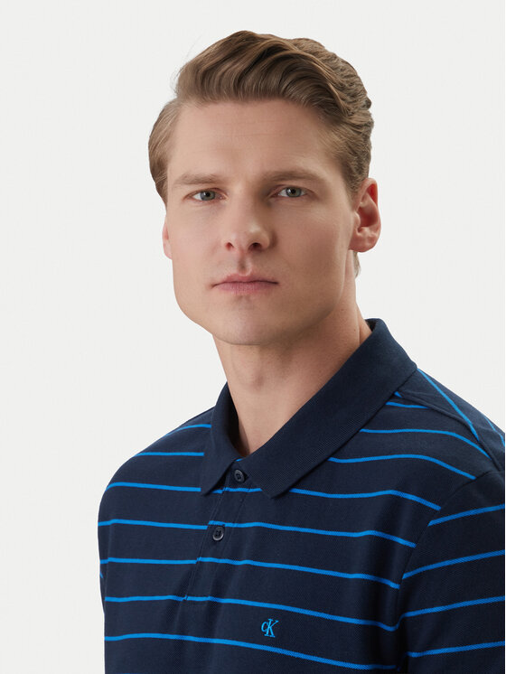 Calvin Klein Jeans Calvin Klein Jeans Тениска с яка и копчета LV04RF216G Тъмносин Regular Fit