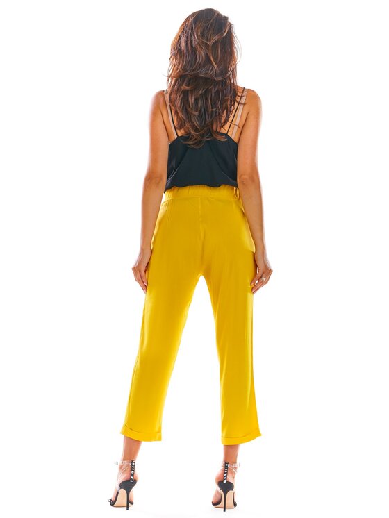 Awama Awama Spodnie damskie A303 Żółty Basic Fit