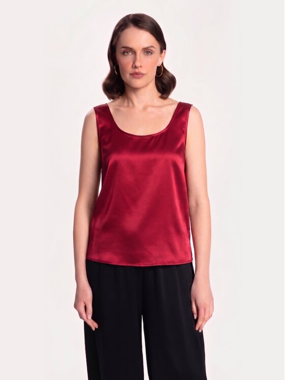 Cat&Cat Cat&Cat Top jedwabny basic Czerwony Regular Fit