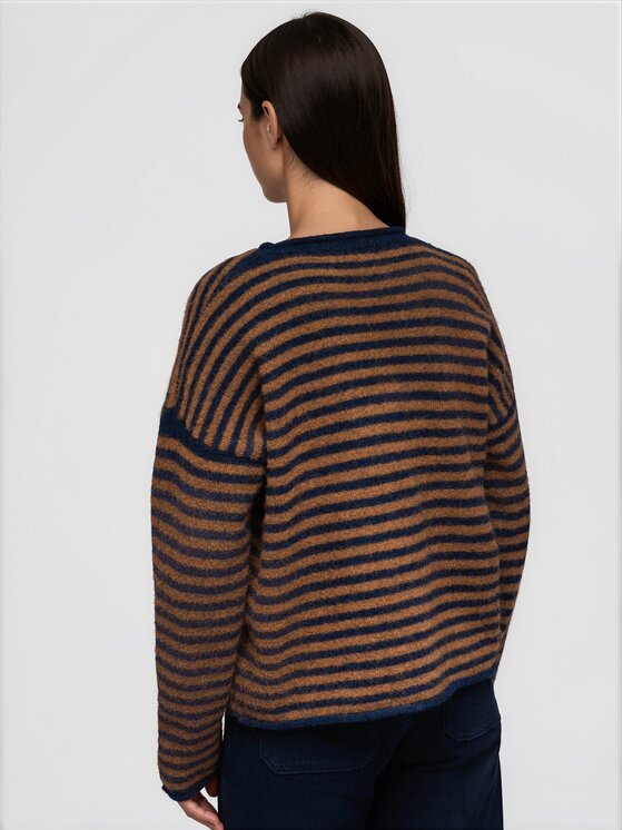 Ombre Ombre Sweter OW-SW-E0057 Brązowy Relaxed Fit