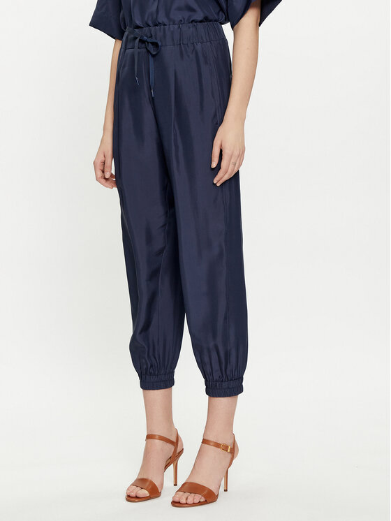 Marella Bavlnené nohavice Galoppo 2413131095 Tmavomodrá Relaxed Fit
