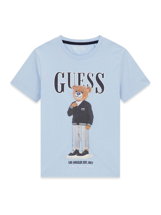 Guess T-Shirt L6GI09 K8HM4 Błękitny Regular Fit