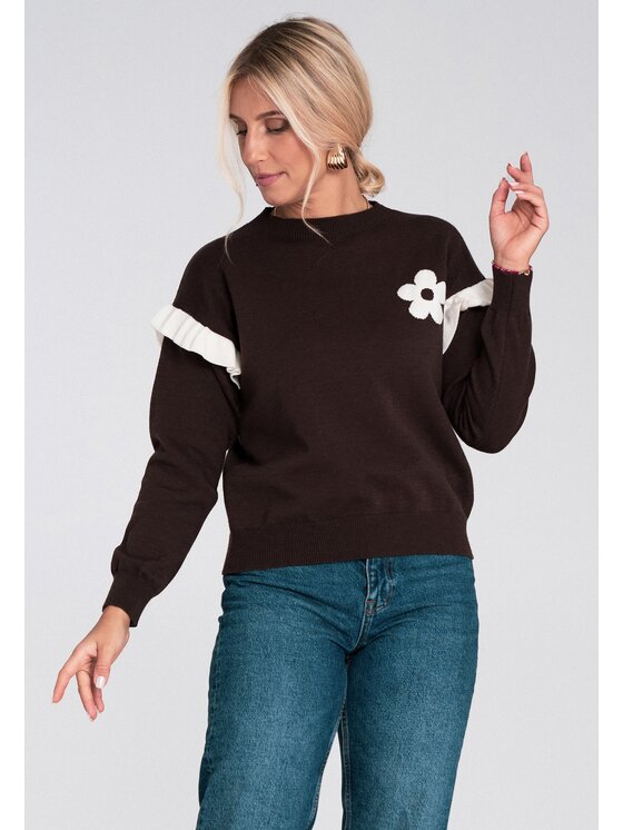 FIGL FIGL Svetr M1242 Hnědá Regular Fit