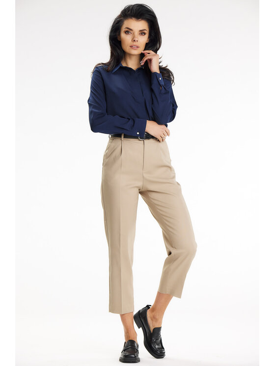 Awama Awama Koszula A652 Granatowy Basic Fit