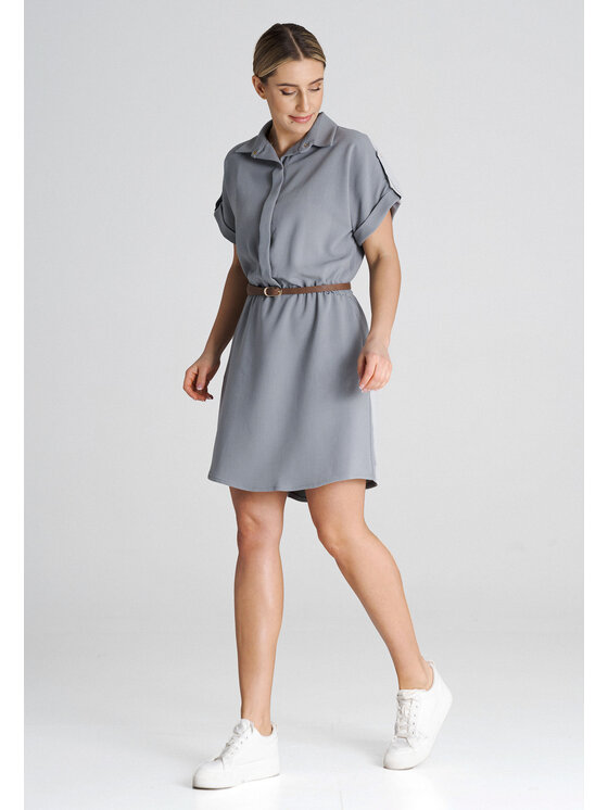 FIGL FIGL Každodenní šaty M1001 Šedá Regular Fit