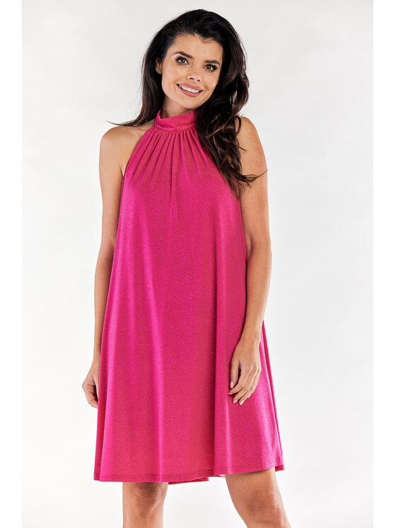 Awama Awama Večerní šaty A556 Fialová Basic Fit