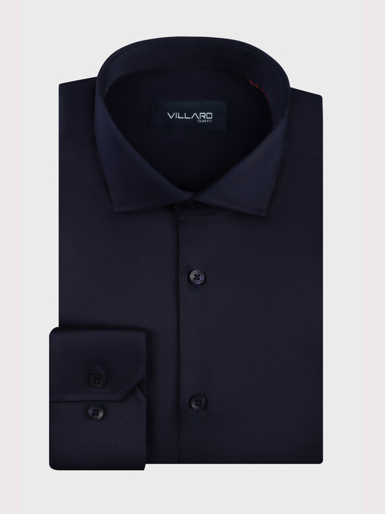 VILLARO VILLARO Koszula 011DLREGULAR Granatowy Regular Fit