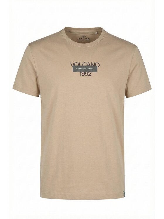 Volcano Volcano T-Shirt T-CALVI Beżowy Regular Fit