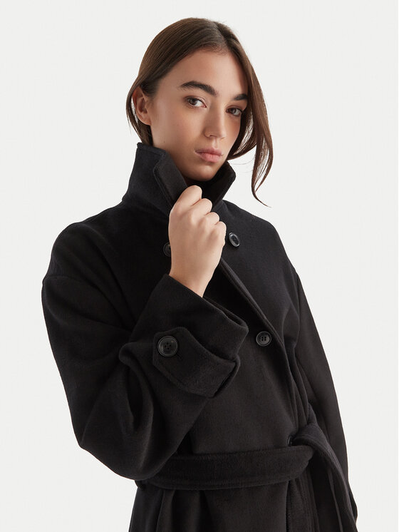 Bardot Bardot Vlněný kabát Enzo 60087JB Černá Oversize