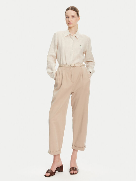 Tommy Hilfiger Tommy Hilfiger Riidest püksid WW0WW45589 Beež Relaxed Fit