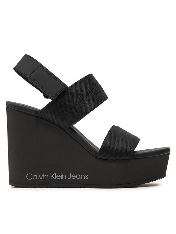 Calvin Klein Jeans Sandale Wedge Sandal Webbing In Mtl YW0YW01479 Crna