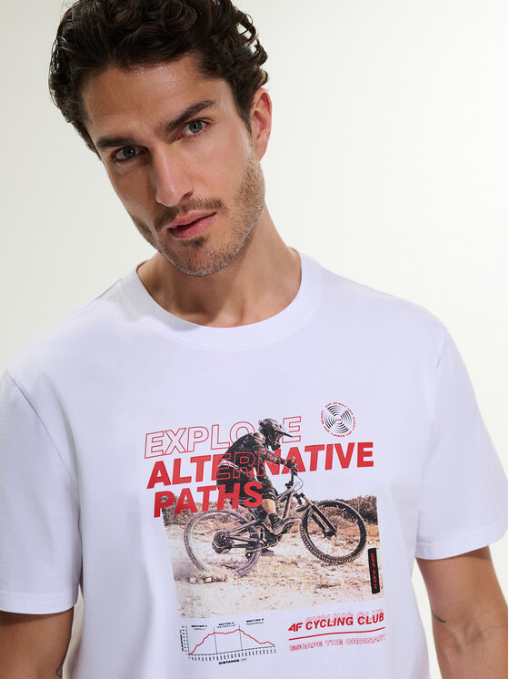 4F 4F T-Shirt TTSHM3875 Biały Relaxed Fit