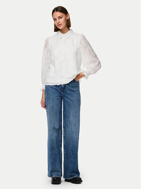 Pieces Pieces Риза Pina 17154276 Бял Regular Fit