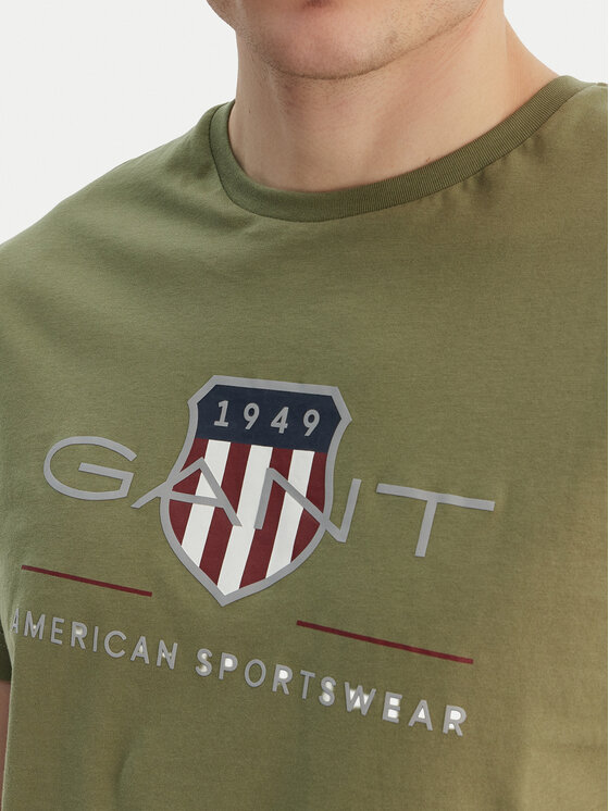 Gant Gant T-Shirt Archive Shield 2003199 Zielony Regular Fit