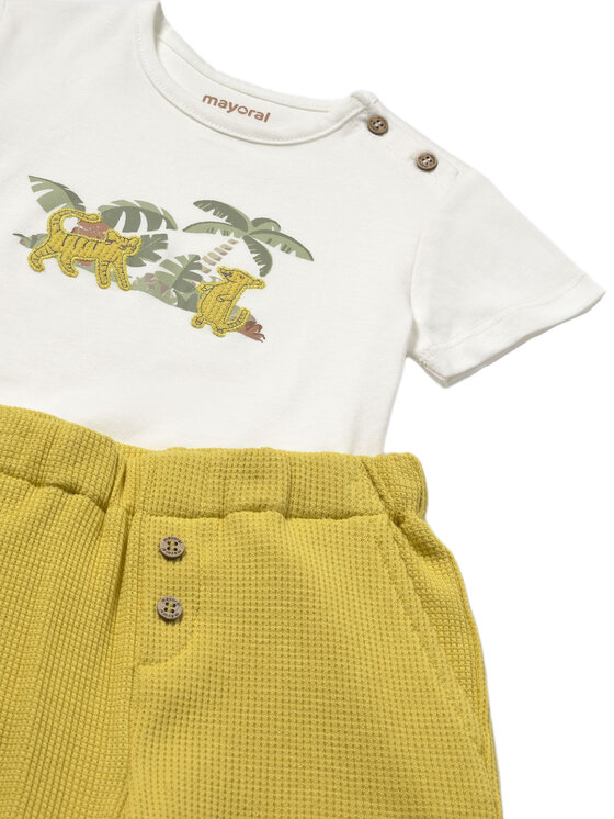 Mayoral Mayoral Completo T-shirt e pantaloncini 1653 Giallo Regular Fit