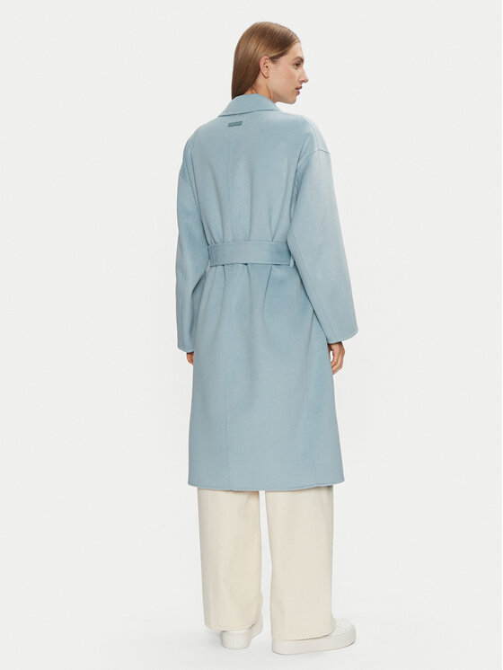 Calvin Klein Calvin Klein Płaszcz wełniany K20K207813 Błękitny Regular Fit
