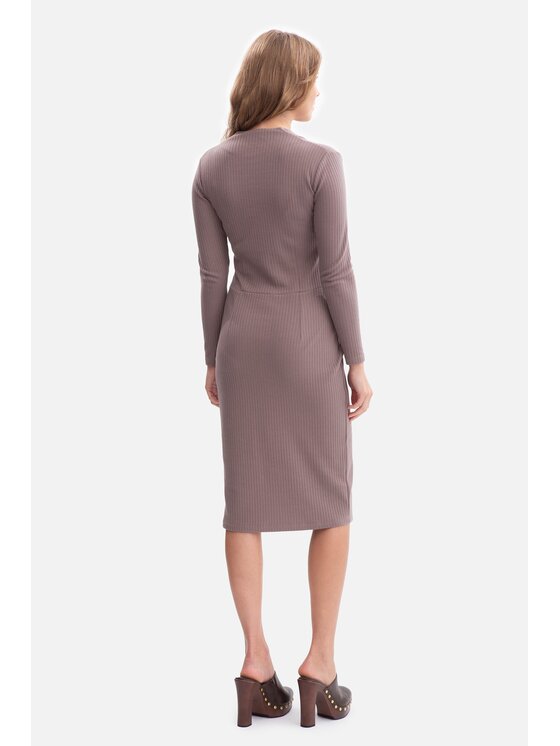 BeWear BeWear Sukienka dzianinowa b307 Brązowy Baggy Fit