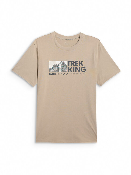 4F 4F T-Shirt TREKKING Beżowy Regular Fit