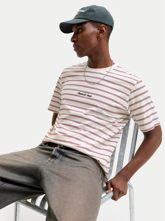 Jack & Jones Jack & Jones Tričko Norrebro Stripe 12291021 Écru Regular Fit