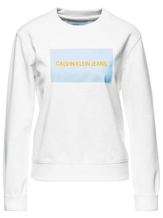 Calvin Klein Jeans Calvin Klein Jeans Mikina Institutional Box Logo J20J211491 Bílá Regular Fit