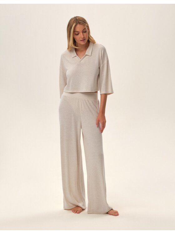 Esotiq Esotiq Piżama 42077 Beżowy Regular Fit