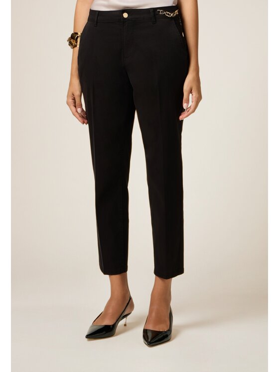 Oltre Oltre Pantaloni di tessuto P722R008636N033 Nero Regular Fit