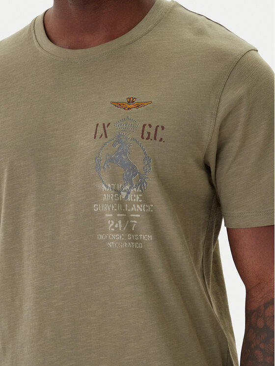 Aeronautica Militare Aeronautica Militare Tričko 261TS2543UJ00686 Zelená Regular Fit
